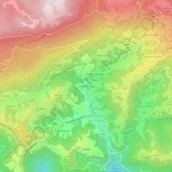 Topografisk kort Contrà Pozza, højde, terræn