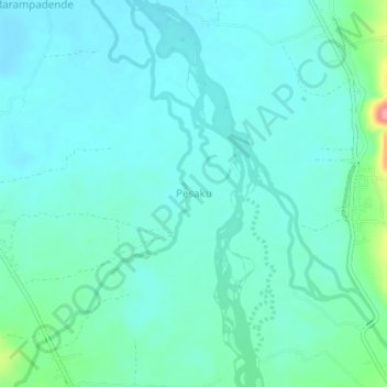 Topografisk kort Pesaku, højde, terræn