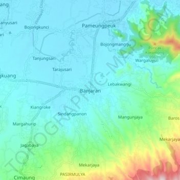 Topografisk kort Banjaran, højde, terræn
