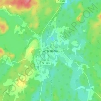 Topografisk kort Ambjörnarp, højde, terræn
