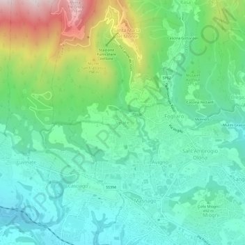 Topografisk kort Velate, højde, terræn