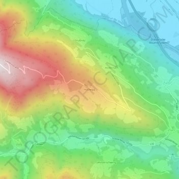 Topografisk kort Hochegg, højde, terræn