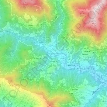 Topografisk kort Gattorna, højde, terræn