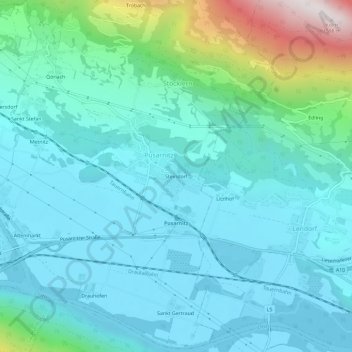 Topografisk kort Steindorf, højde, terræn