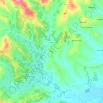 Topografisk kort Stevani, højde, terræn