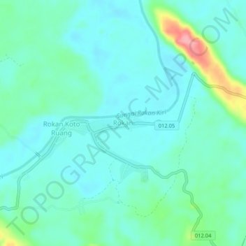 Topografisk kort Rokan, højde, terræn