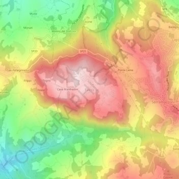 Topografisk kort Faeto, højde, terræn