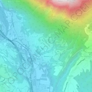 Topografisk kort Arsié, højde, terræn