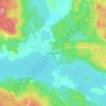 Topografisk kort Ramkvilla, højde, terræn