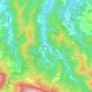 Topografisk kort Poggiolo-Salaiole, højde, terræn