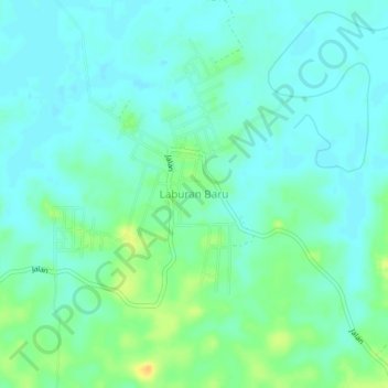 Topografisk kort Laburan Baru, højde, terræn