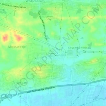 Topografisk kort Sumput, højde, terræn