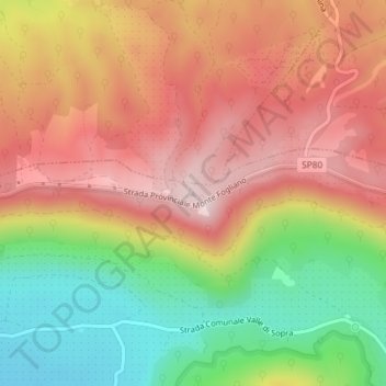 Topografisk kort Poggio Nibbio, højde, terræn