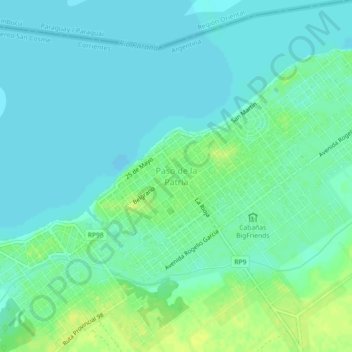 Topografisk kort Paso de la Patria, højde, terræn