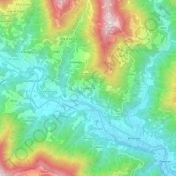 Topografisk kort Cassottana, højde, terræn