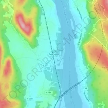 Topografisk kort Prästmon, højde, terræn