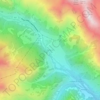 Topografisk kort Bersezio, højde, terræn