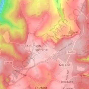 Topografisk kort Joyford, højde, terræn