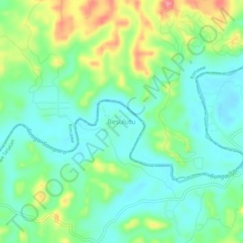 Topografisk kort Besulutu, højde, terræn