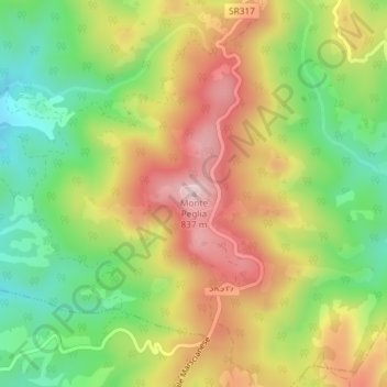 Topografisk kort Monte Peglia, højde, terræn