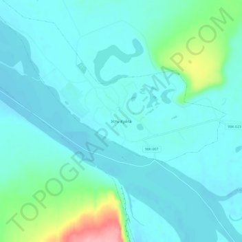 Topografisk kort Ust-Kuyga, højde, terræn