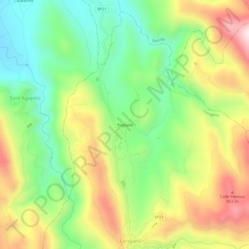 Topografisk kort Trignete, højde, terræn