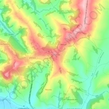 Topografisk kort Colvalenza, højde, terræn