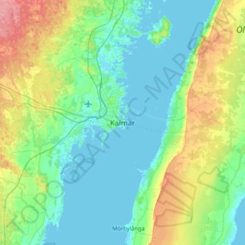 Topografisk kort Kalmar, højde, terræn
