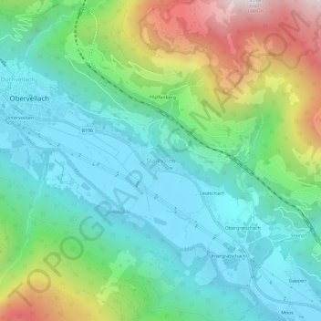 Topografisk kort Stallhofen, højde, terræn