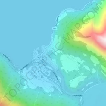 Topografisk kort Hodna, højde, terræn