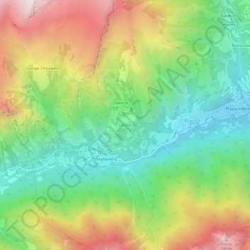 Topografisk kort Ussolo, højde, terræn