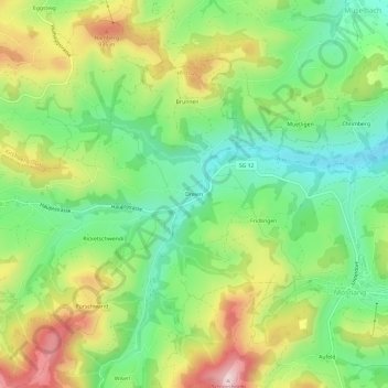 Topografisk kort Dreien, højde, terræn