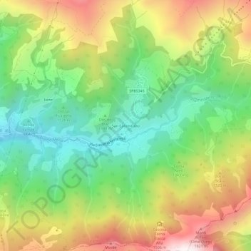 Topografisk kort San Colombano, højde, terræn
