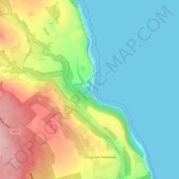 Topografisk kort Hayburn Wyke, højde, terræn