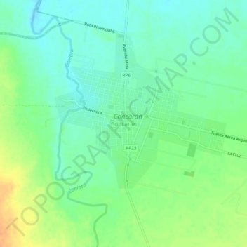 Topografisk kort Concarán, højde, terræn