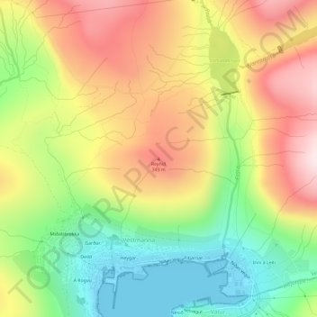 Topografisk kort Reynið, højde, terræn