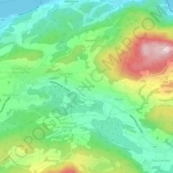 Topografisk kort Albersdorf, højde, terræn