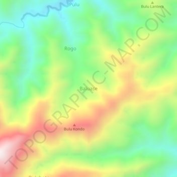 Topografisk kort Baluase, højde, terræn