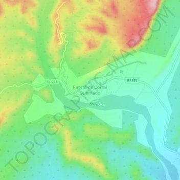 Topografisk kort Puerta de Corral Quemado, højde, terræn