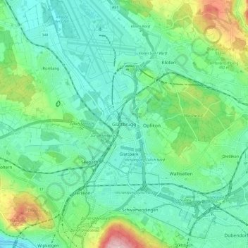 Topografisk kort Glattbrugg, højde, terræn