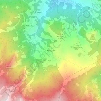 Topografisk kort Cassimoreno, højde, terræn