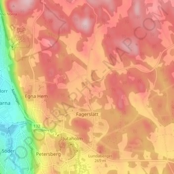 Topografisk kort Hakarp, højde, terræn