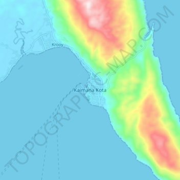Topografisk kort Kaimana Kota, højde, terræn