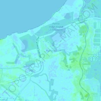 Topografisk kort Kohod, højde, terræn