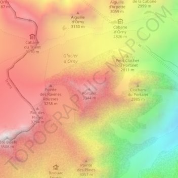 Topografisk kort Portalet, højde, terræn