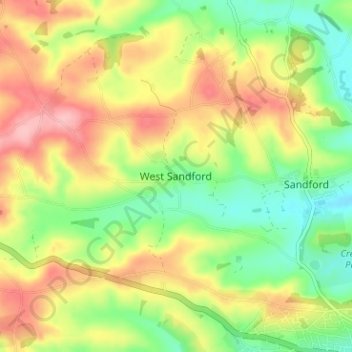Topografisk kort West Sandford, højde, terræn