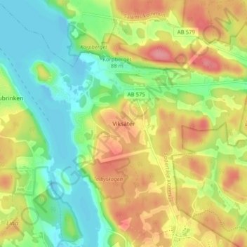 Topografisk kort Viksäter, højde, terræn