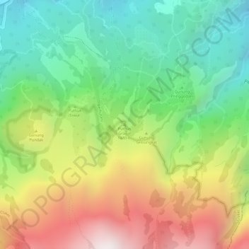 Topografisk kort Puthuk Gragal, højde, terræn