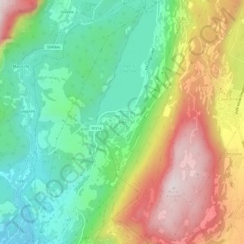 Topografisk kort Trebi, højde, terræn