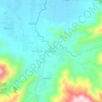 Topografisk kort Munggu, højde, terræn